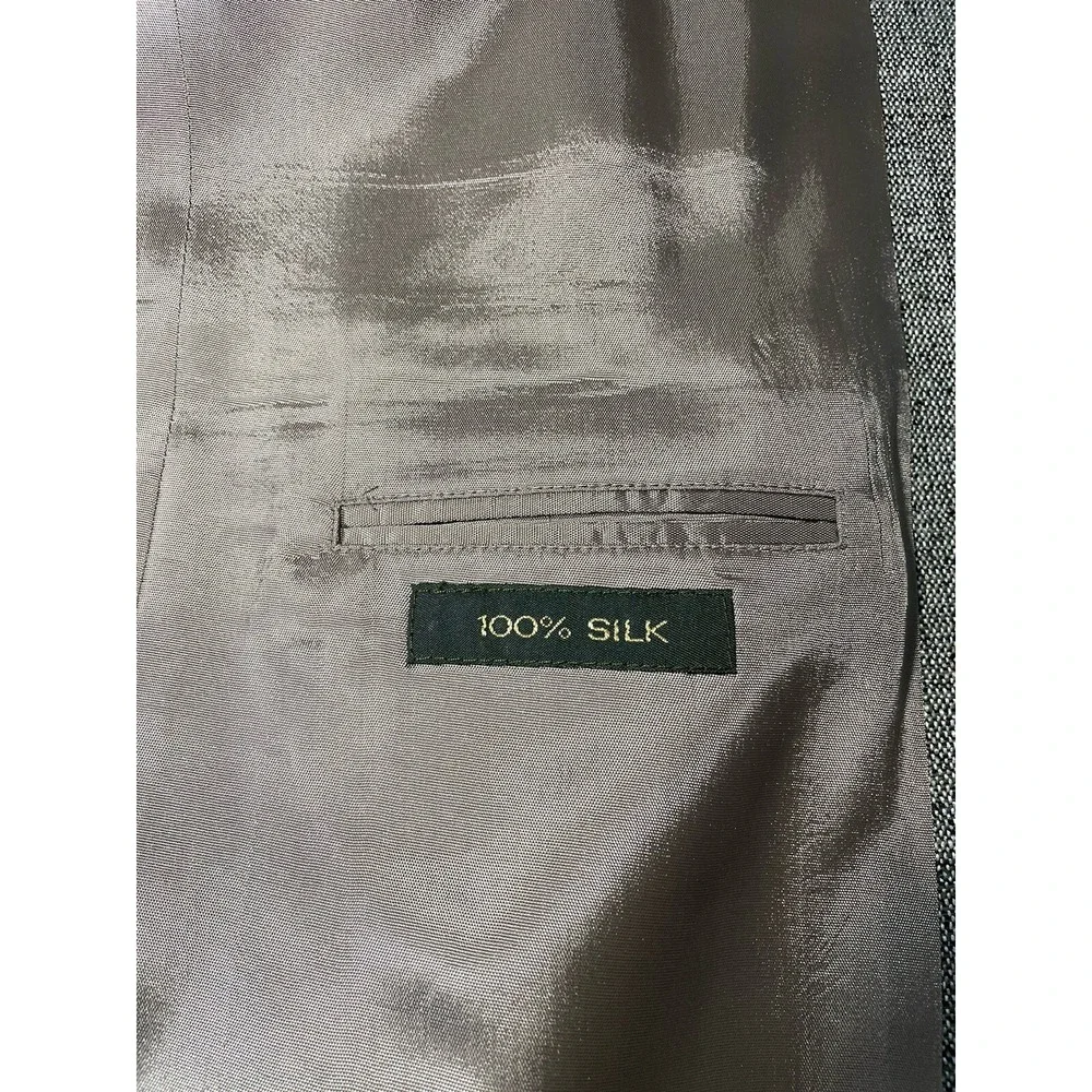 Deans Gate Men's Sport Coat Blazer Two Button Gray 100%Silk Size 44L